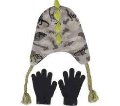 Dino Camo Jacquard Hat And Glove Set