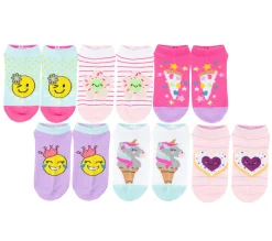 Smiley Floral Socks - 6 Pack